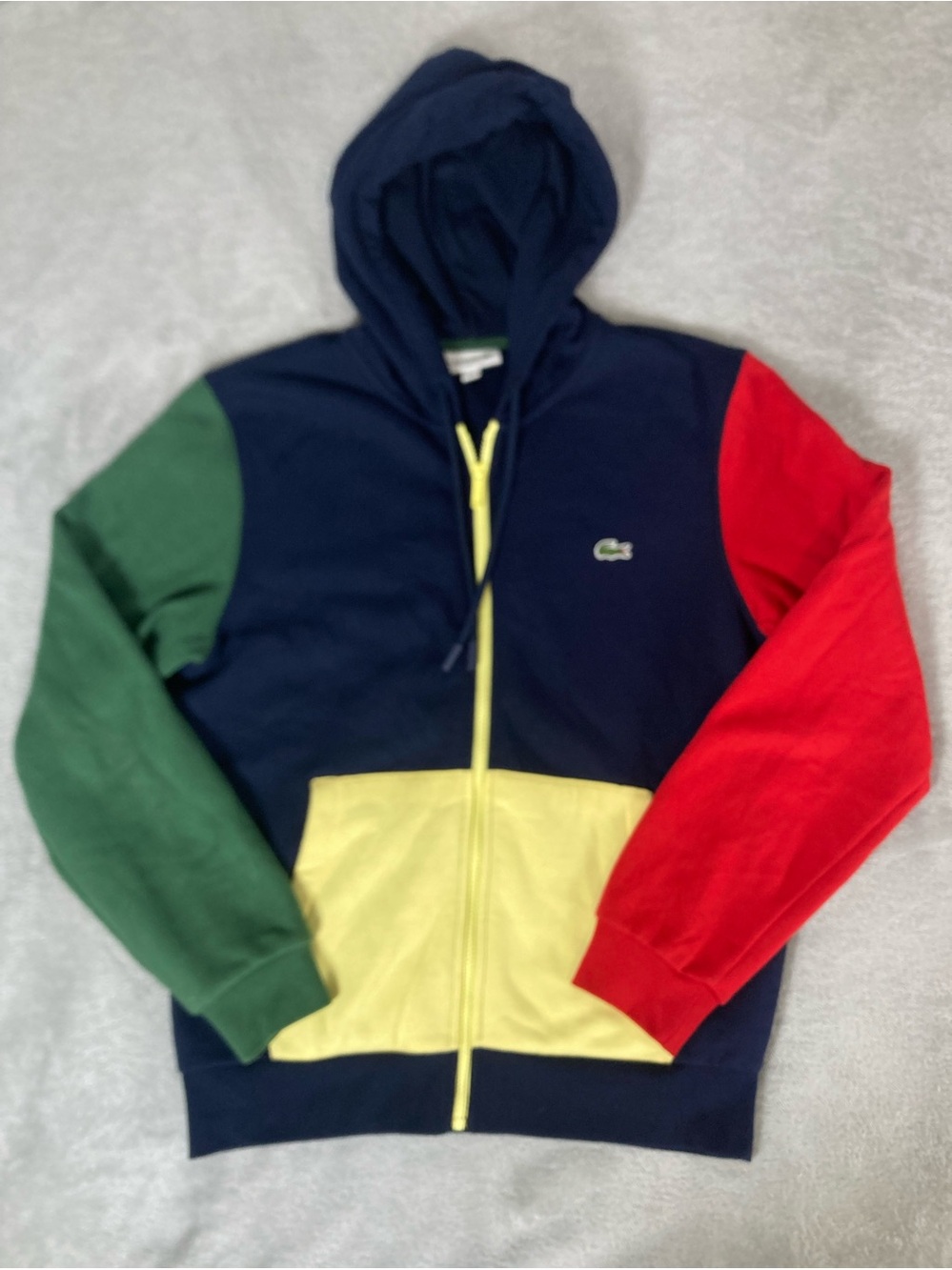Lacoste Men's Colorblock Full Zip Hoodie Navy Red Green Yellow SH9613 Size M 4